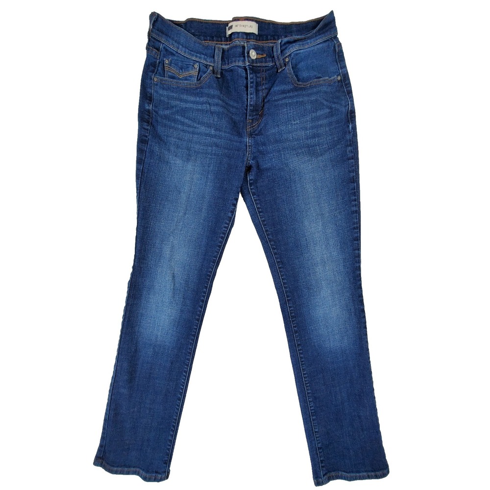 Levi's 505 Straight Leg Jeans Women Size 8M Blue Medium Wash Stretch‎ Denim